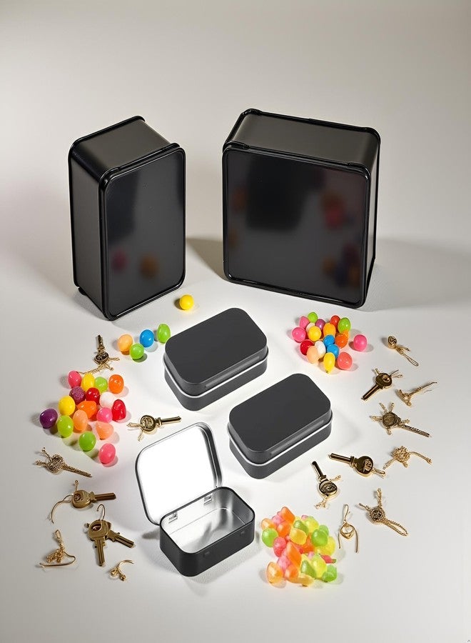 Zhuluck 3 Pcs Black Rectangular Small Tins with Lids Tin Boxes Tins Container Metal Empty Hinged Tin Storage Boxes for Candy Key Earrings Food Storage Decorative Boxes - Image 4